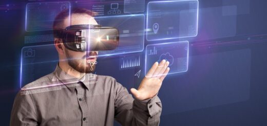 Aplicativo de realidade virtual usando óculos de dados