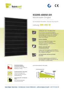 Kensol Modul KS400M-SH, 400 Watt Solarmodul, Schindel monokristallin