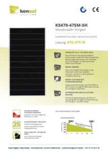 Kensol Modul KS470M-SH, 470 Watt Solarmodul, Schindel monokristallin