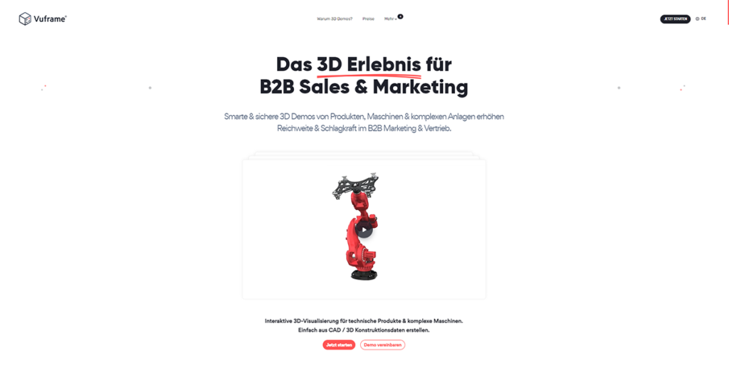 Das 3D Erlebnis für B2B Sales & Marketing von Vuframe