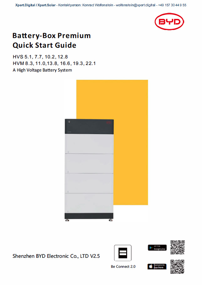 Stromspeicher Batteriemodule: BYD Battery-Box Premium Quick Start Guide (Schnellstartanleitung)