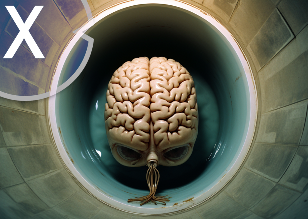 AI & XR-3D-Rendering Machine: Metaverse Philosophie - Das Gehirn-im-Tank-Gedankenexperiment