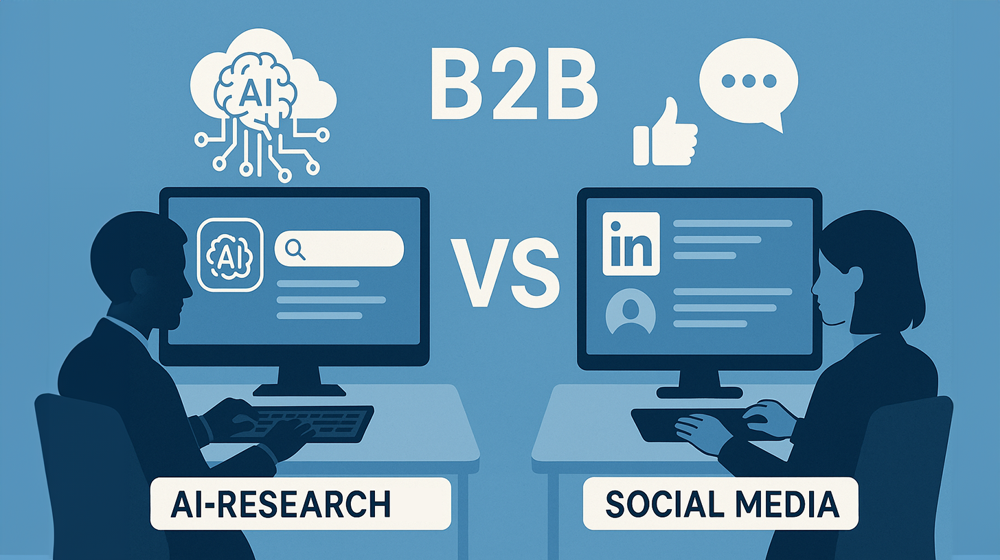 Ist die KI-Suche und KI-Recherche im B2B Bereich dominanter und wichter als Social Media wie z.B. LinkedIn