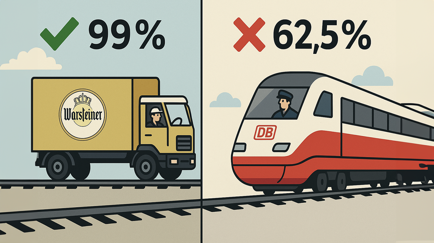 Pünktlichkeit im Biertransport: Warsteiner erreicht 99%, während die Deutsche Bahn mit 62,5% nur davon träumen kann
