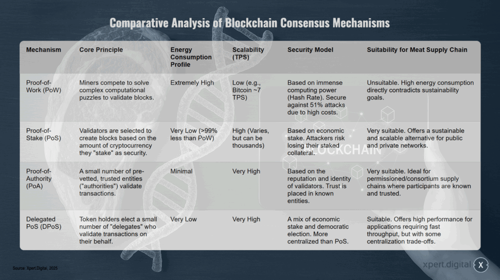 Vergleichende Analyse von Blockchain-Konsensmechanismen