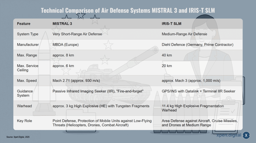 Technischer Vergleich der Luftverteidigungssysteme MISTRAL 3 und IRIS-T SLM