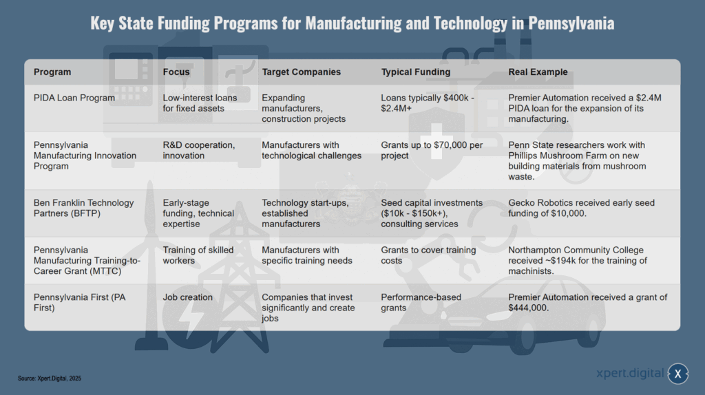 Wichtige staatliche Förderprogramme für Fertigung und Technologie in Pennsylvania