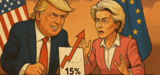 Donald Trump와 Ursula von der Leyen- EU와 미국 간의 15 % 관세  –  : 결과에 대한 포괄적 인 분석