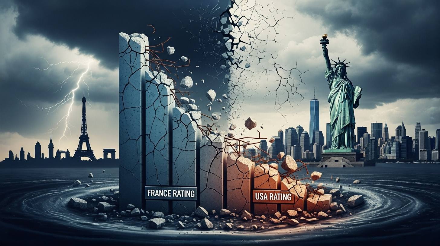 Das Frankreich und USA Rating | Erosion der Kreditwürdigkeit: Wenn sich die Schuldenkrise demokratischer Nationen beschleunigt