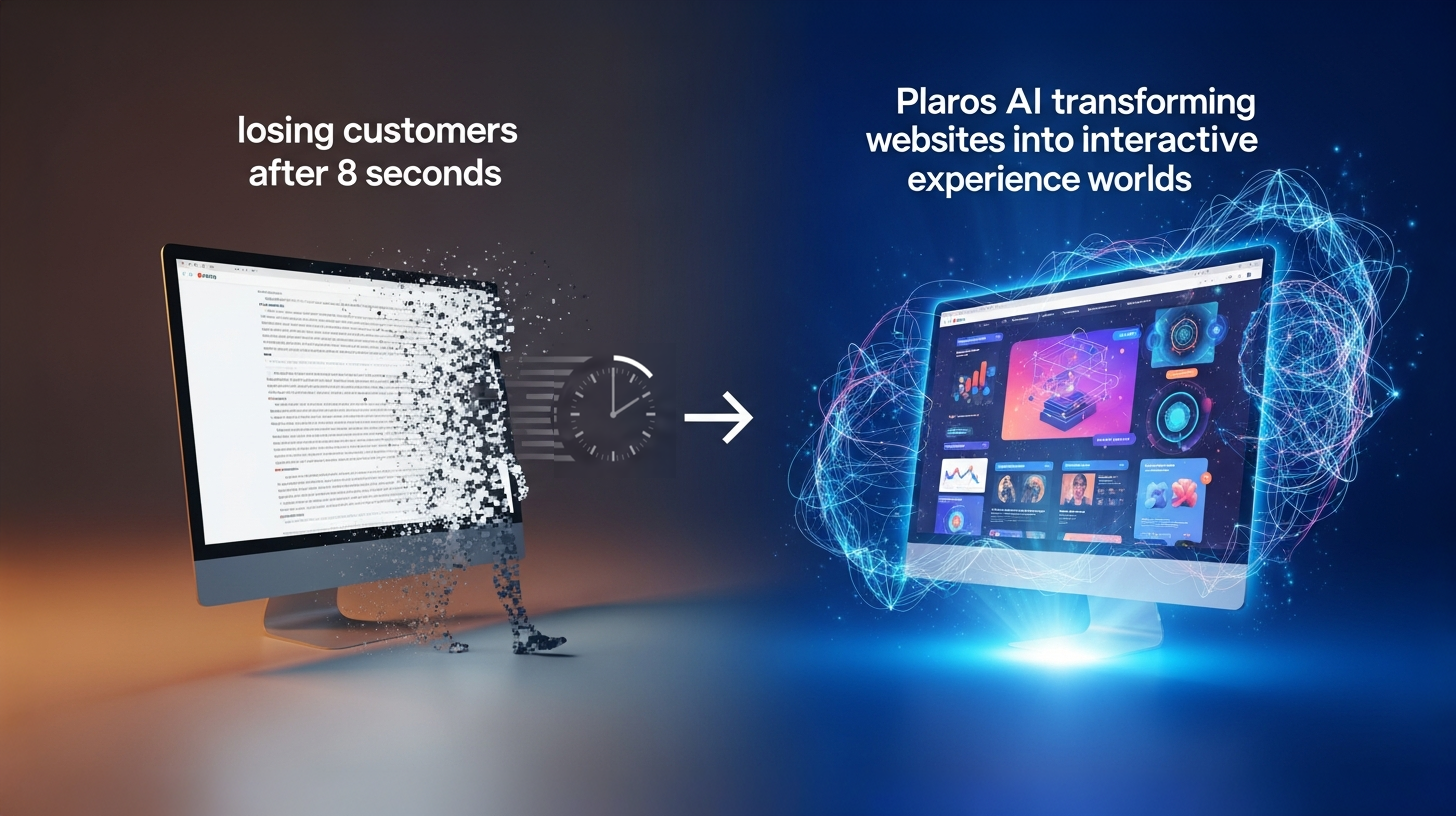 هل تفقد عملاءك أيضًا بعد 8 ثوانٍ؟ كيف يُحوّل Plaros AI مواقع الويب إلى عوالم تفاعلية مليئة بالتجارب.