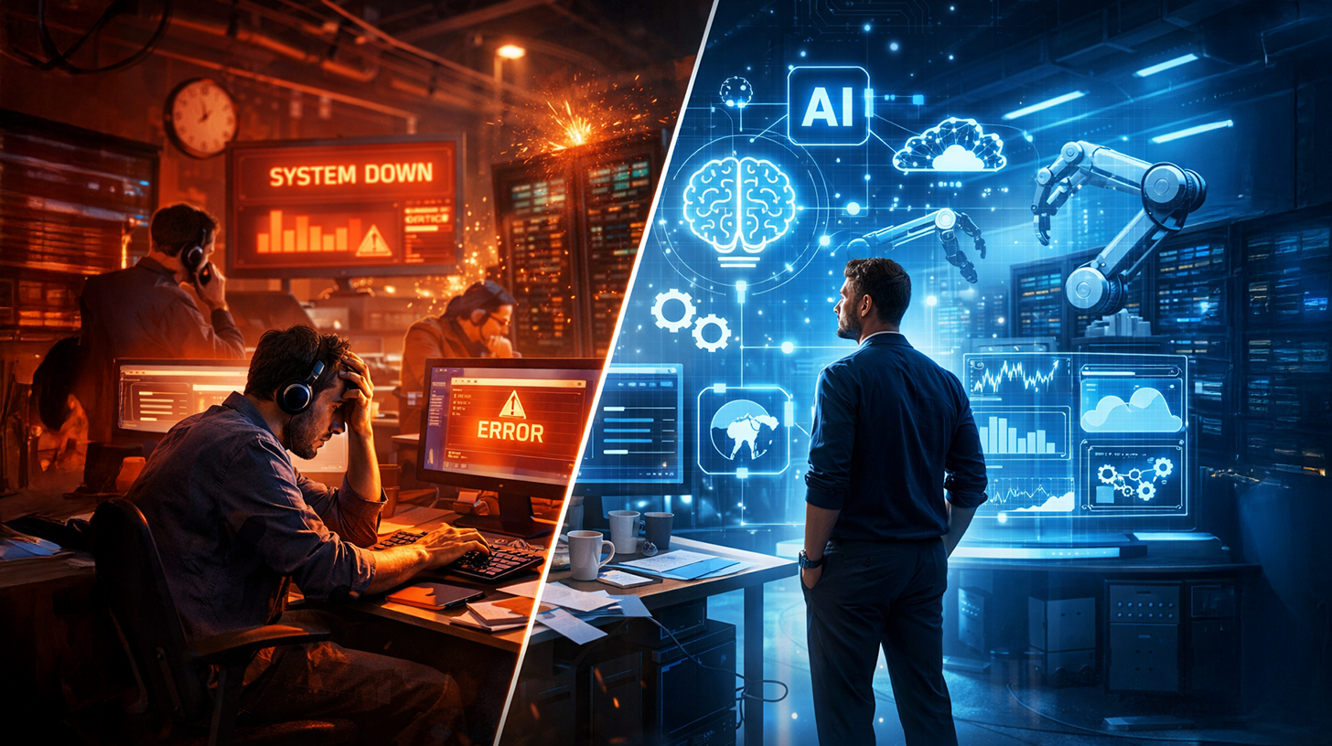 क्या आपकी कंपनी अभी भी प्रतिक्रियात्मक आईटी मोड में है? व्यर्थ समय की बर्बादी से छुटकारा पाएं और प्रबंधित एआई के साथ बुद्धिमान स्वचालन का सहारा लें।