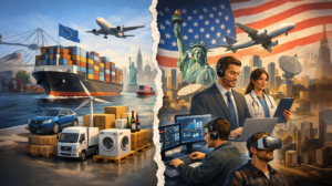 Exportă UE cantități masive de bunuri către SUA? Tabloul se schimbă complet imediat ce luăm în considerare serviciile americane