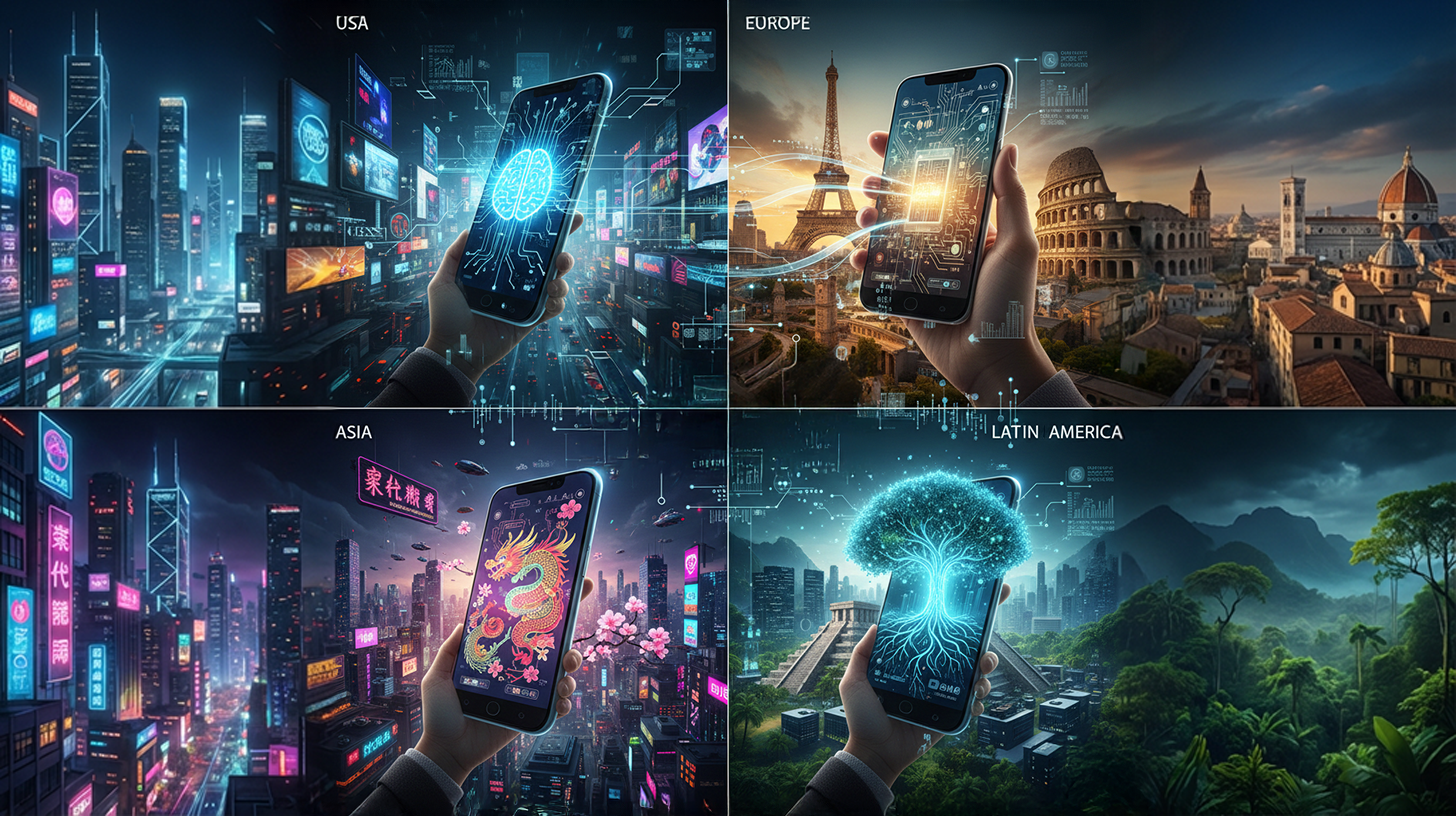 📱 Uitgebreide studie naar AI in smartphones 🧠 De heruitvinding van de  zakcomputer met AI in de VS, Europa, Azië en Latijns-Amerika 🌎