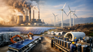 China se fossielbrandstofklimaatstrategie: Die gebruik van fossielenergie om klimaatvriendelike sonkragaanlegte, windenergietegnologie en batterye te produseer