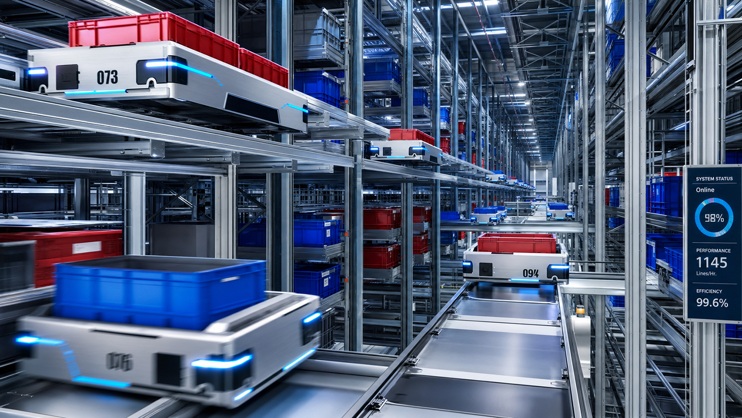 Mehrebenen-Shuttle-Systeme mit kombiniertem Schiebewagenprinzip: Wie entkoppelte Shuttle-Systeme den E-Commerce beschleunigen