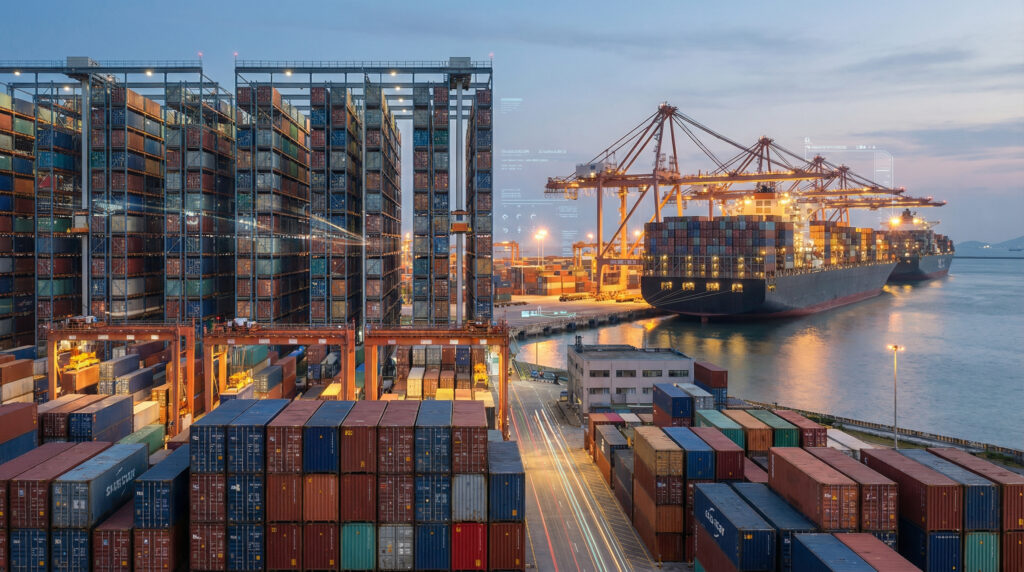 Nearshore-lokalisering av containerlager med höga lager: Flytt av produktion, förändrad logistik
