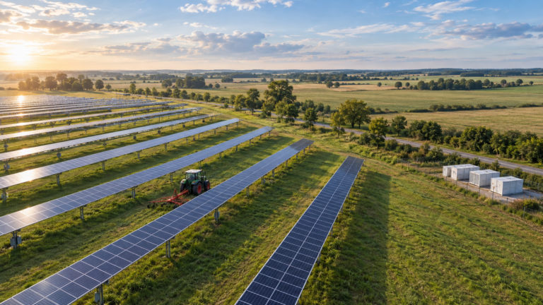 Agri-photovoltaïque : une innovation sur 97 hectares de terres agricoles à Bad Sülze – associant agriculture et production d’énergie solaire sur une même surface